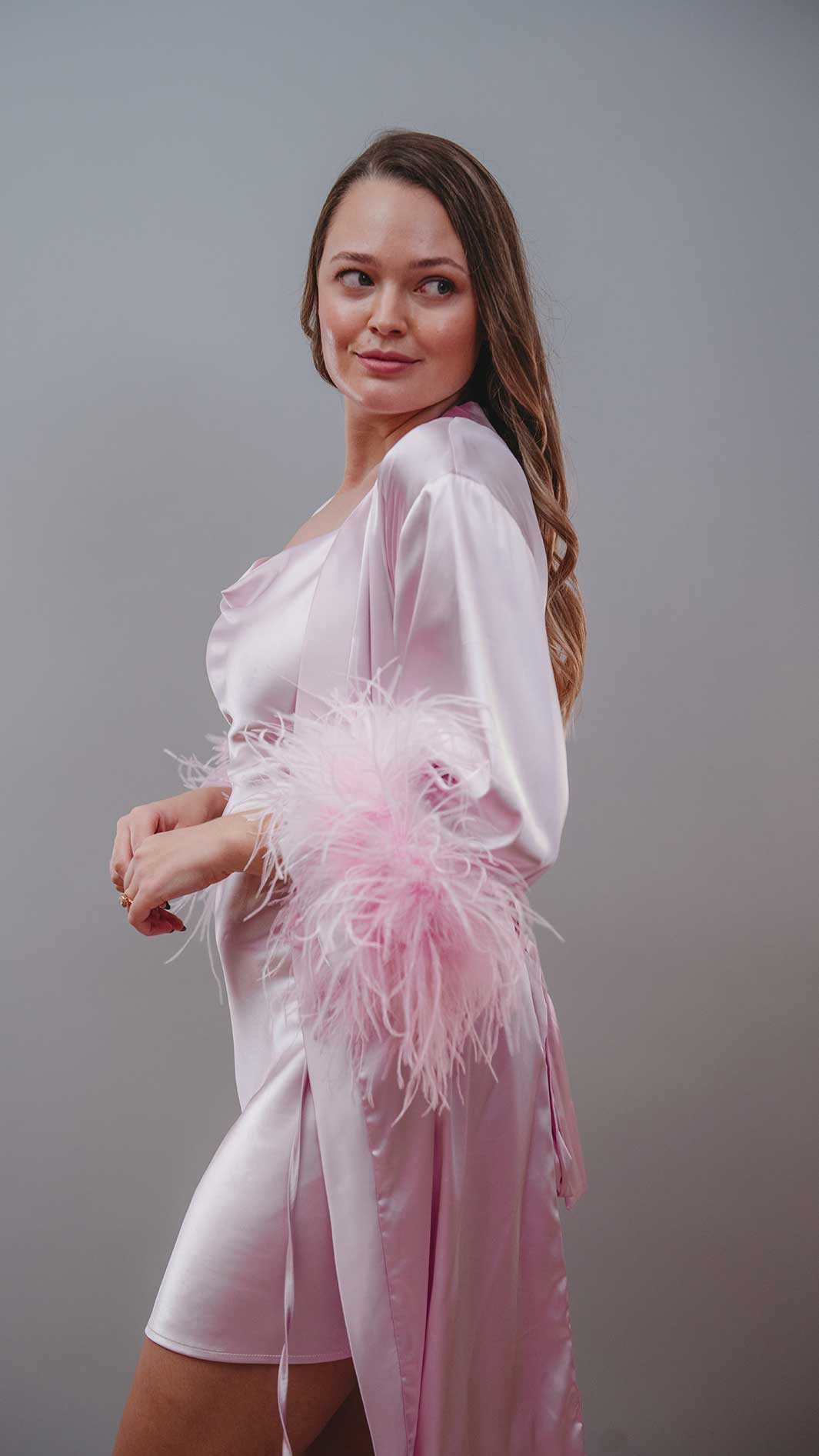 Pink silk robe outlet cheap